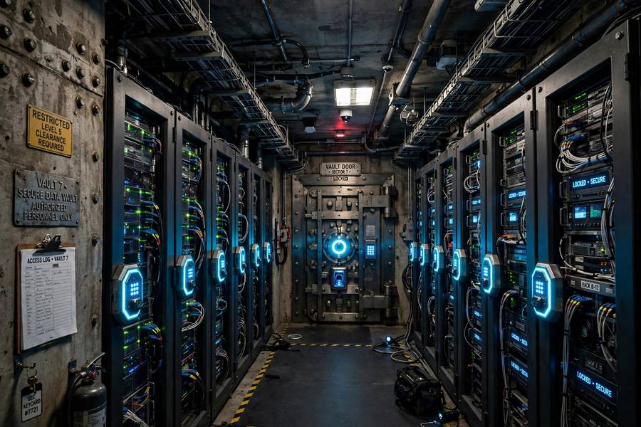 A highly secure data vault with servers representing a token vault concept