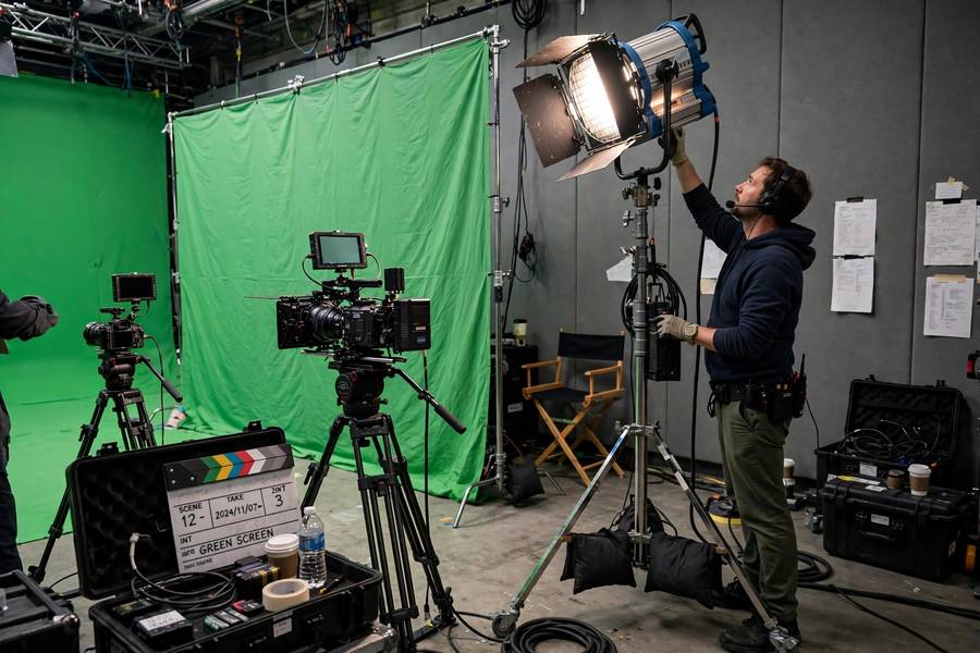Green screen film set where CGI in movies begins