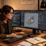 A designer writing code that drives a 3D model, illustrating what computational design looks like in practice