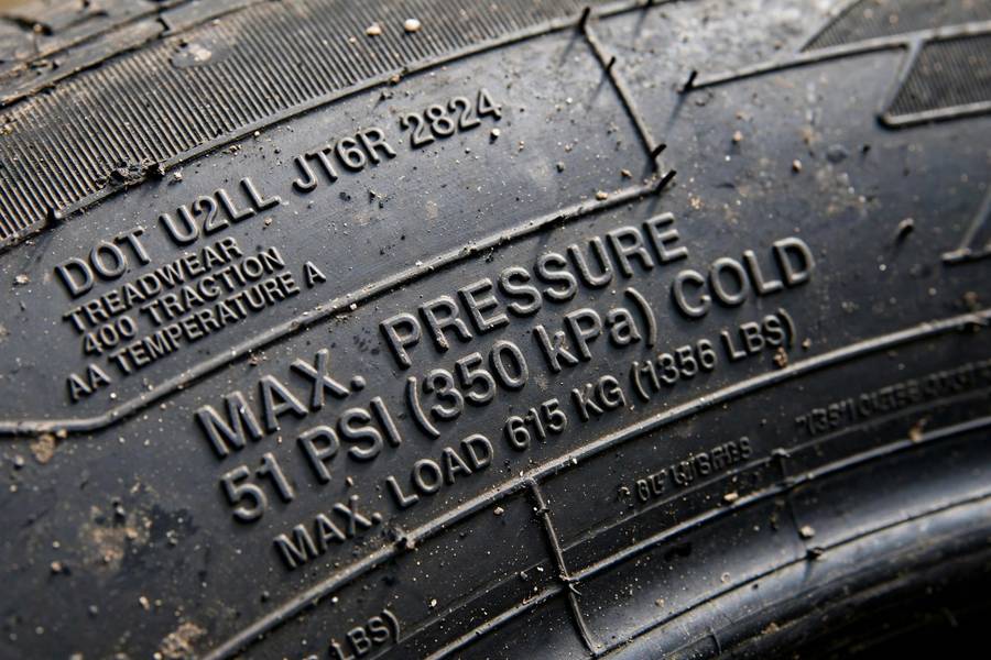 Tire sidewall max pressure marking, not the answer to what is correct tire pressure PSI