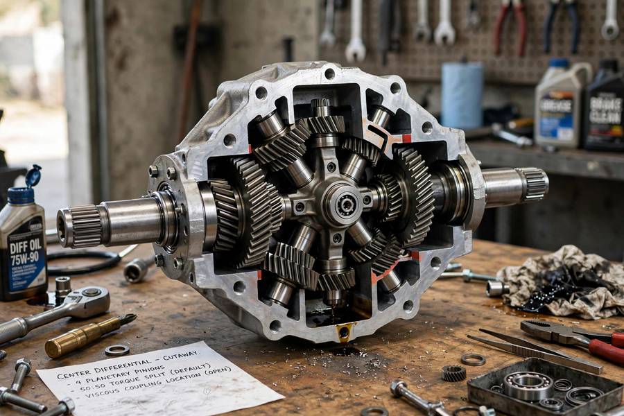 Center differential mechanism that defines what is full time 4WD
