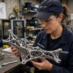 What Is Generative Design? How AI Designs the Future An engineer holding a 3D-printed generative-designed metal bracket