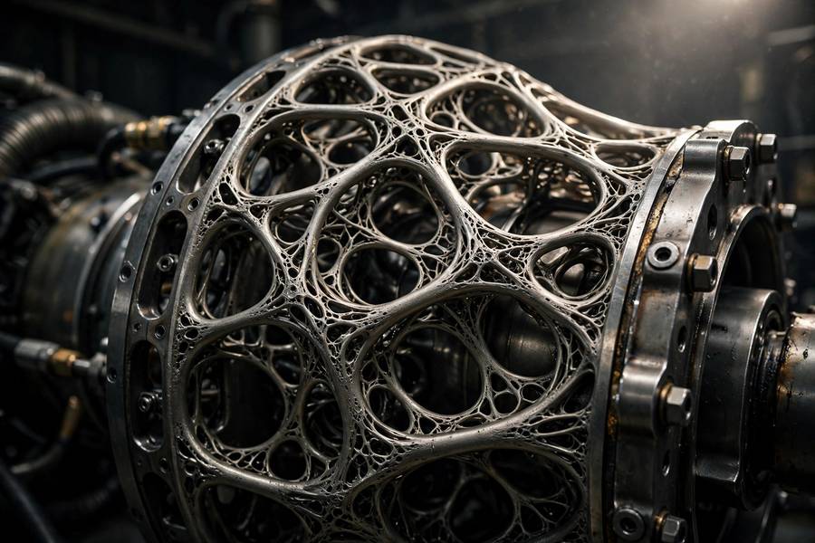 An aircraft part with bone-like generative design structure