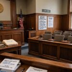 What Is Jury Duty and How Does It Work? The interior of a courtroom with the jury box beside the judicial bench
