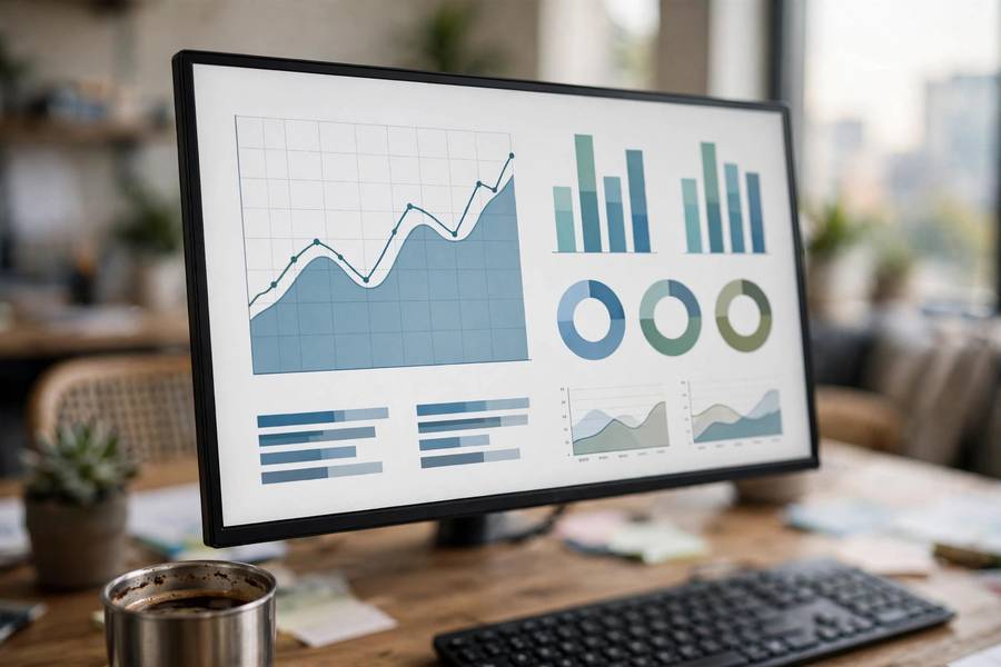 Business dashboard displaying KPI charts that explain what is KPI in practice