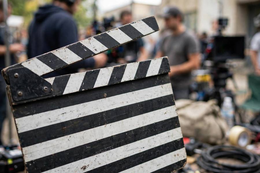 Movie set clapperboard representing the industry behind what is nepotism discussions