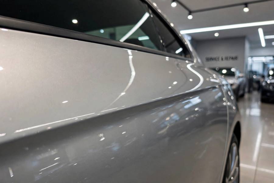 A flawless car panel after paintless dent repair