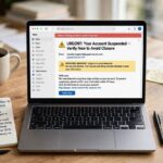 What Is Phishing and How to Avoid It: Stay Safe Online Laptop showing a suspicious email with a warning icon