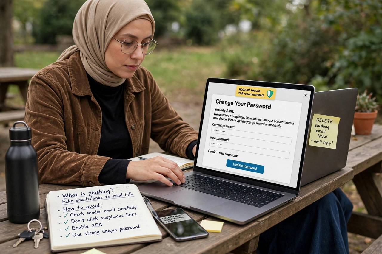 Person changing passwords on a laptop after a security scare