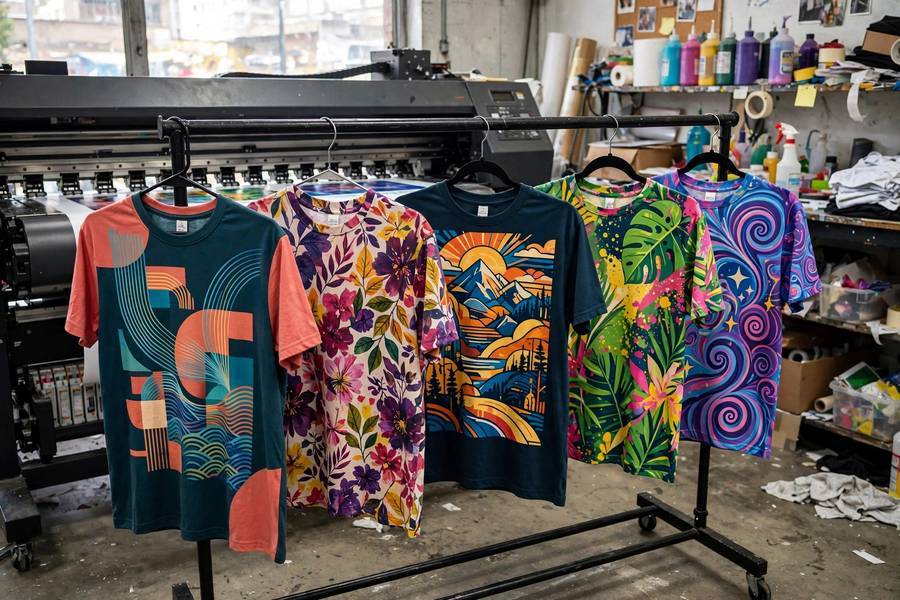 Printed t-shirts showing what is print on demand apparel production