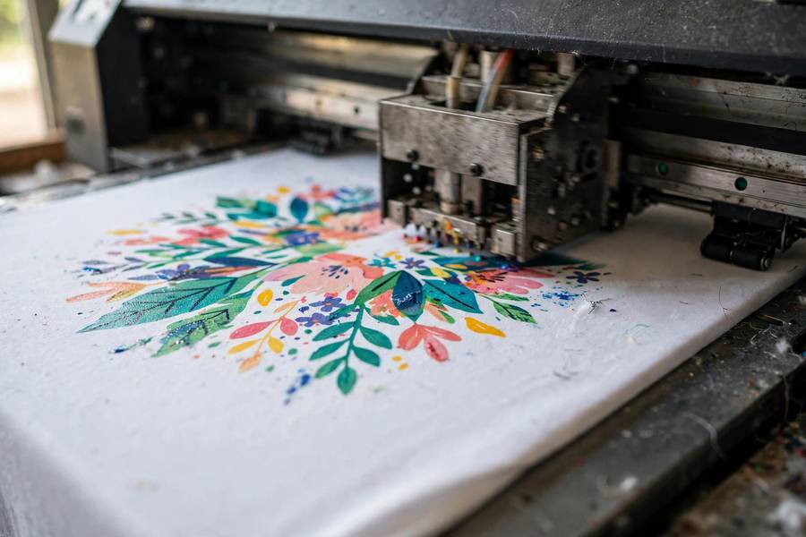 DTG printer in action illustrating what is print on demand technology