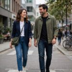What Is Smart Casual Dress Code? How to Nail It Every Time Fashionable couple in smart casual outfits walking on a city street, woman in blazer and jeans