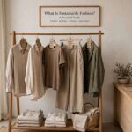 What Is Sustainable Fashion? A Practical Guide Clothing rack with timeless neutral garments in a minimalist boutique, natural fabrics