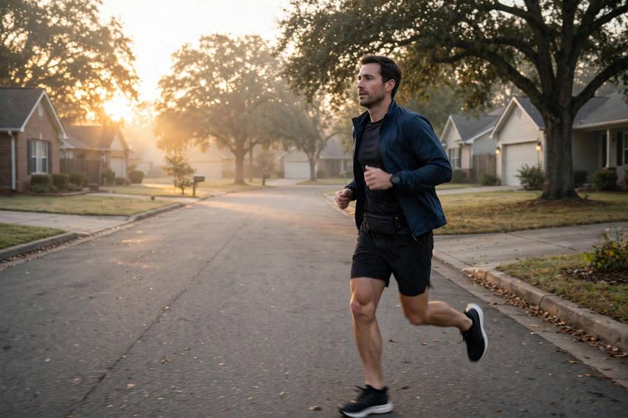 Early morning exercise as part of the 5 AM Club routine