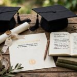 What Is the Difference Between a Diploma and a Degree? Graduation caps and diplomas on a table