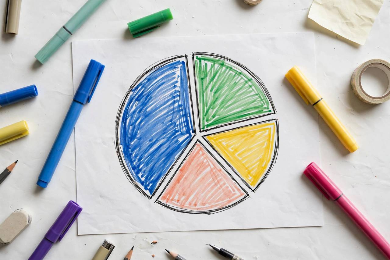 Diagram-style flat lay showing degree pie chart with major minor and electives sections