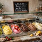 What Is the Difference Between Gelato and Ice Cream? Scoops of gelato in a display case at an Italian gelateria