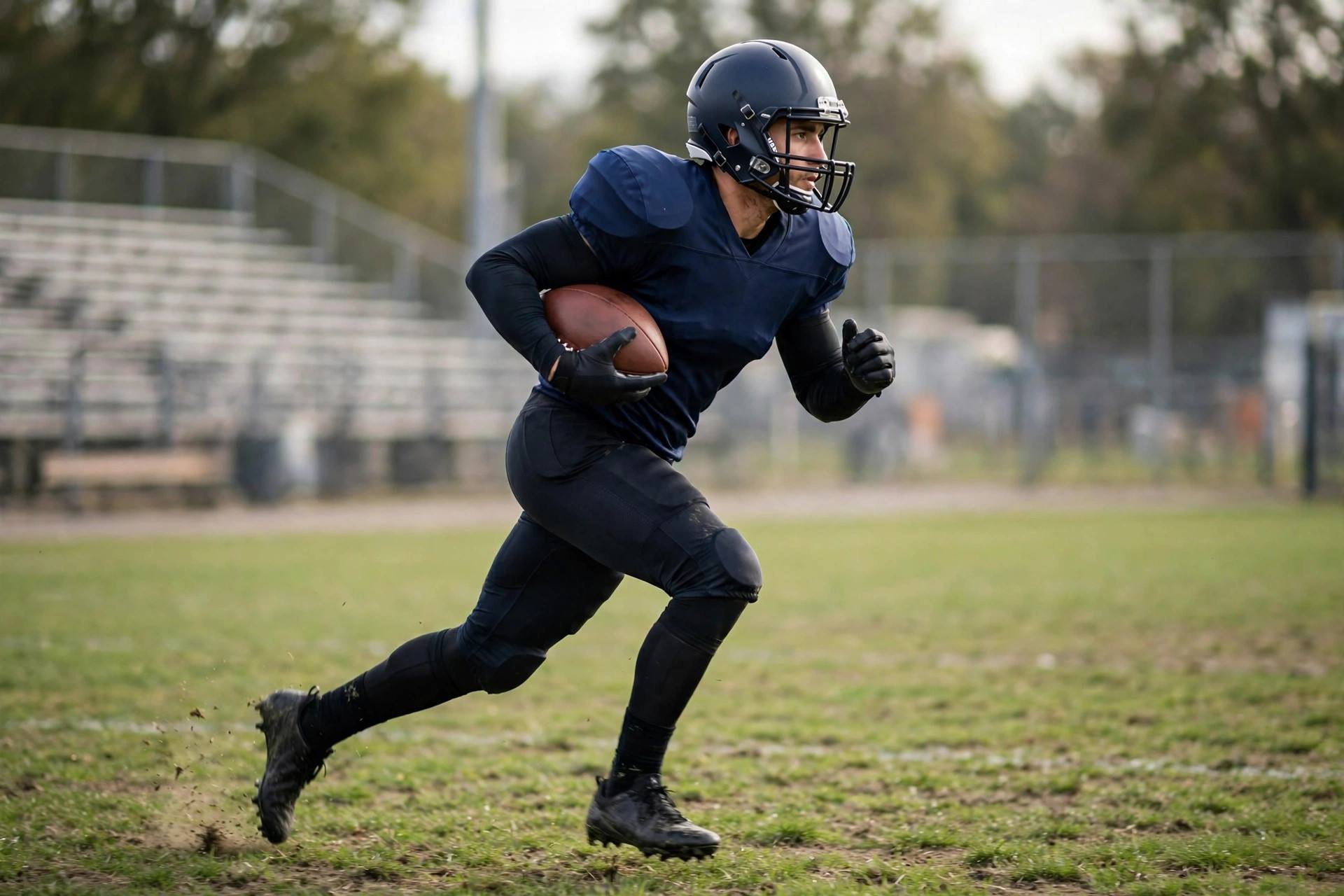 American football player running with the ball