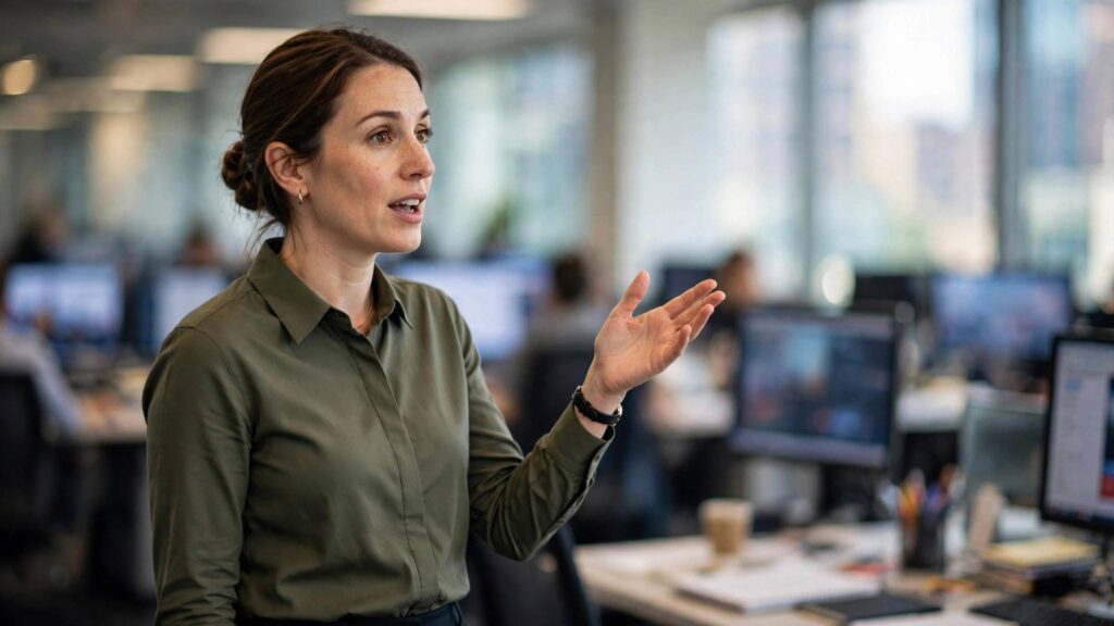 Journalist explaining the stages of the news cycle concept