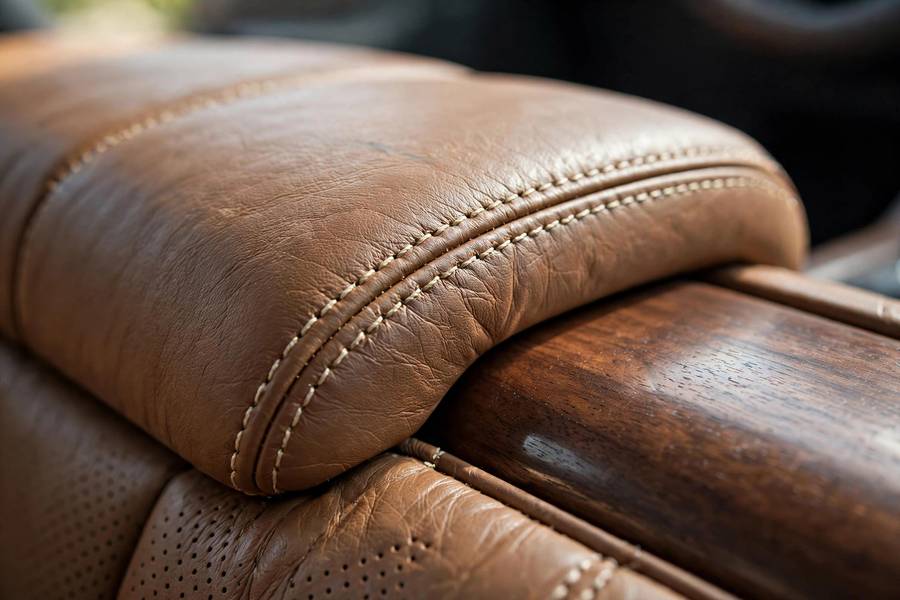 Hand-stitched leather detailing showing what makes a car luxurious