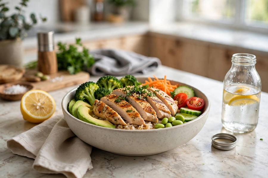 Healthy meal showing what to eat after a workout for recovery