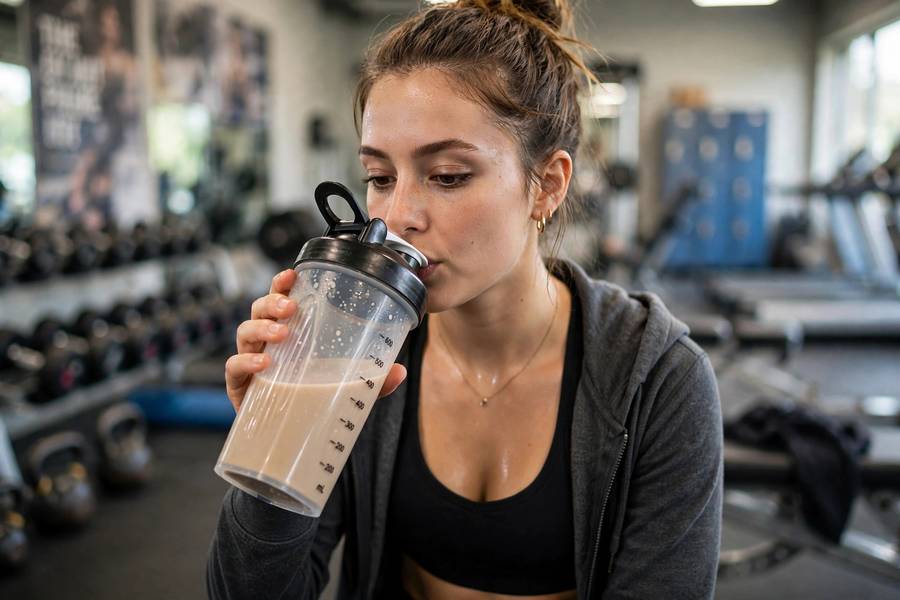 Drinking a protein shake as part of what to eat after a workout