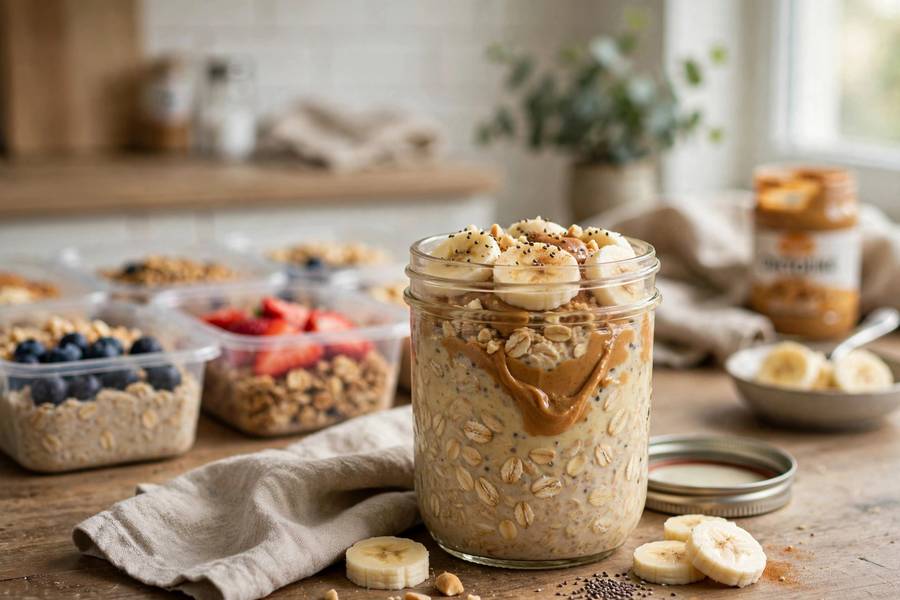 Overnight oats example of what to eat after a workout