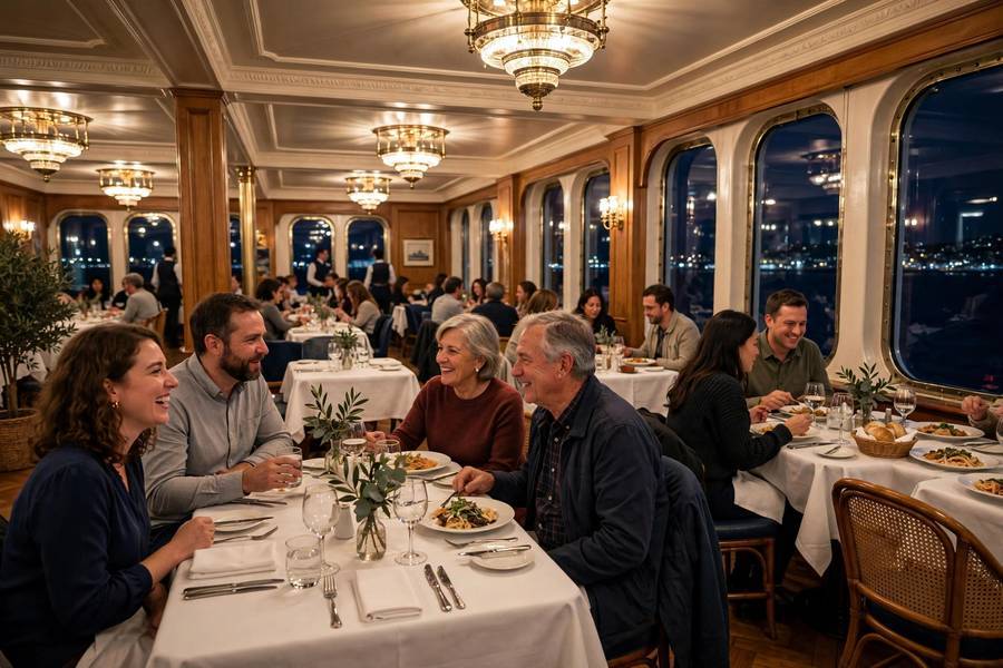 A formal night dining room on a cruise ship — pack at least one dressy outfit for elegant evenings