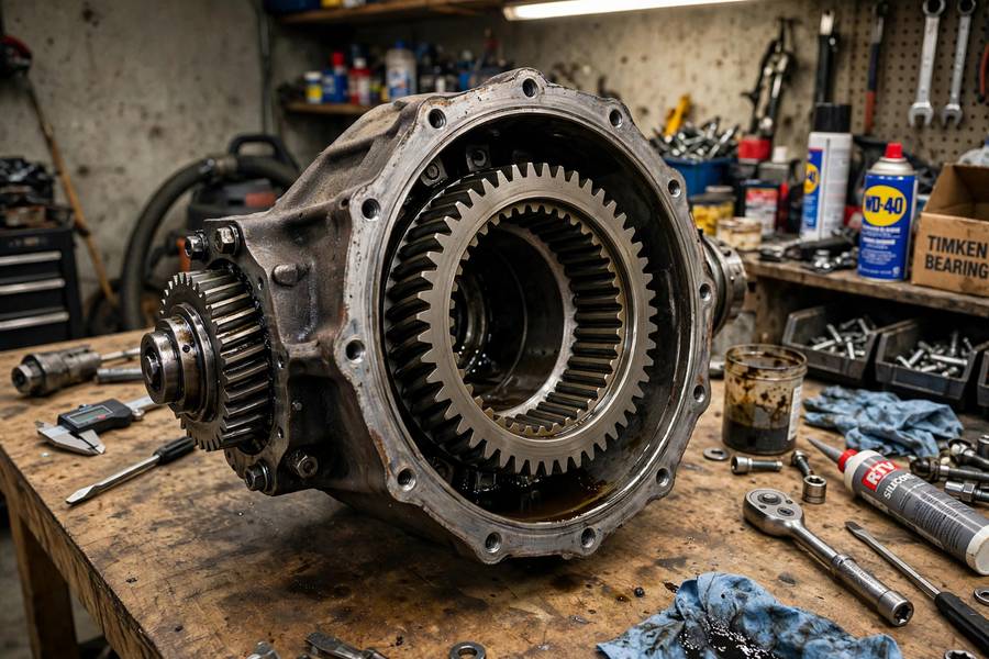 Differential with final drive gearing that multiplies engine torque before it reaches the wheels