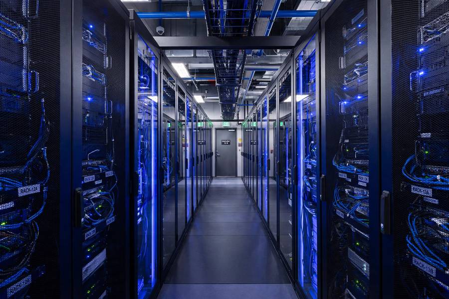 A modern data center powering today's AI systems