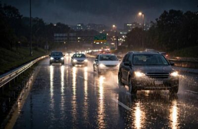 Cars driving in heavy rain, comparing which is better for rain AWD or 4WD