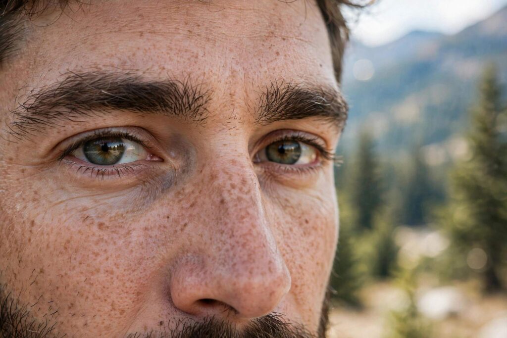 Close-up of human eyes and eyebrows showing expression