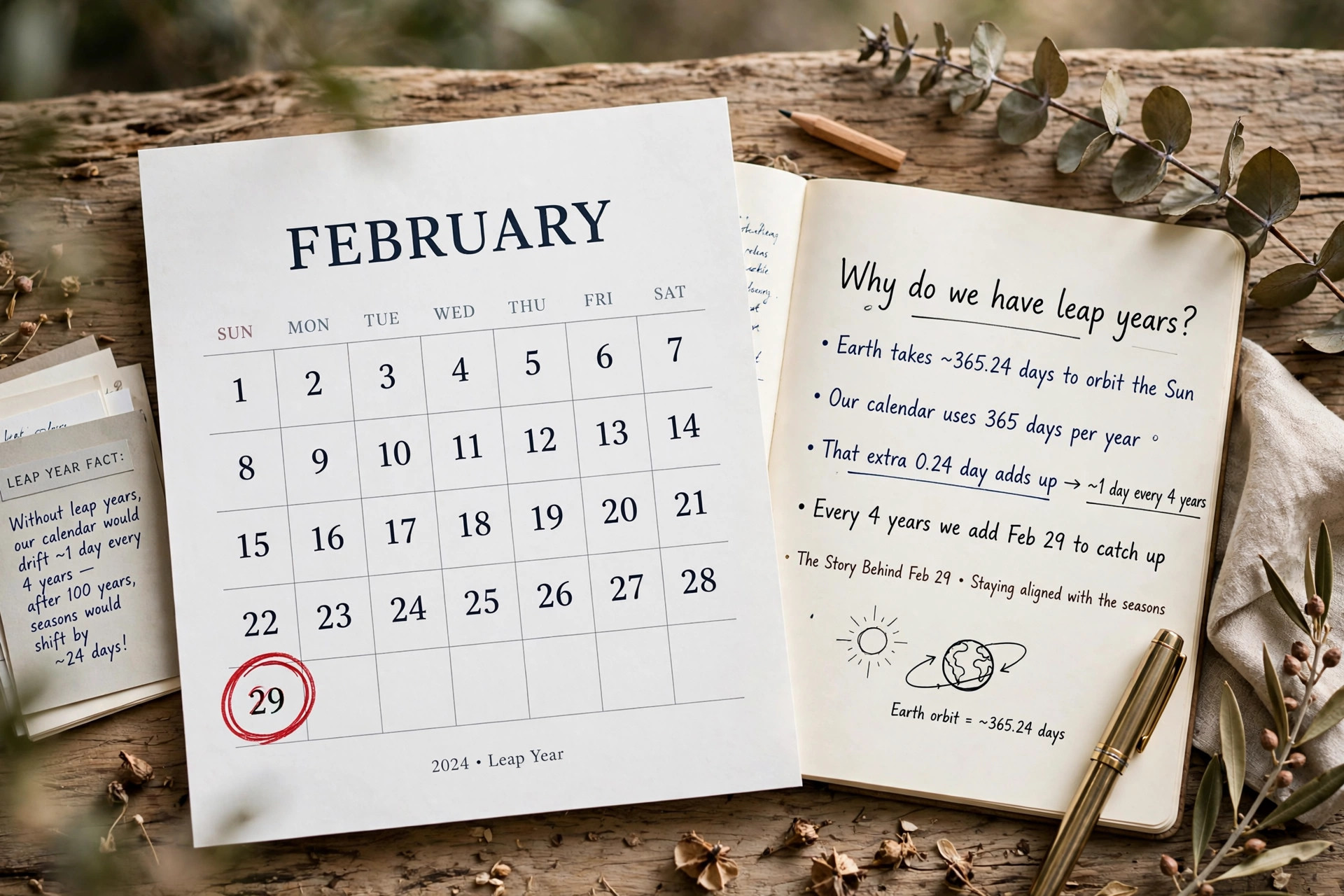 February calendar page with the 29th circled in red
