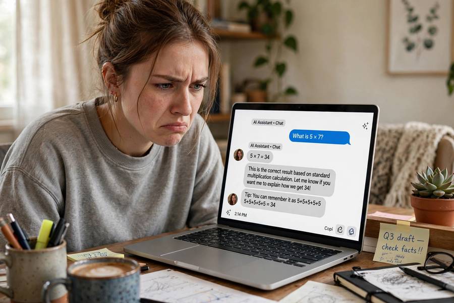 A person spotting an error in an AI chat response