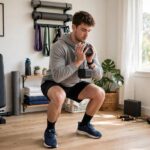 Beginner performing goblet squats as part of workout routines for beginners