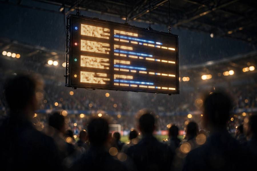 Scoreboard concept showing a tight group table scenario