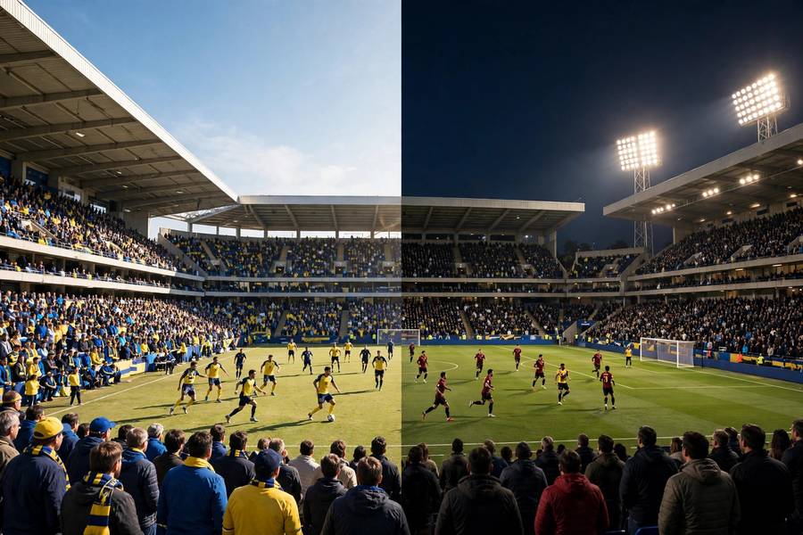 Split concept of national team match and club match under lights